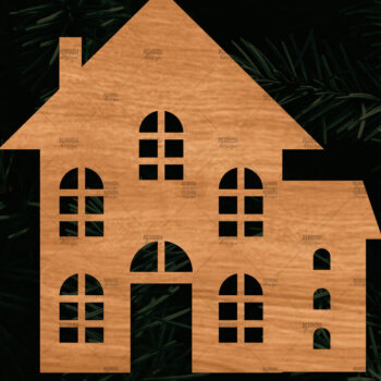 Intra απο ξύλο plywood 3mm-4mm πάχος Χριστουγεννιάτικο Στολίδι Κτίριο κομμένο Δίασταση 8x8 cm INTRAFABR-108110651 - Image 1