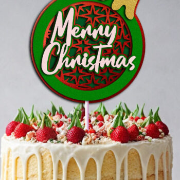 Intra απο ξύλο plywood 3mm-4mm πάχος Χριστουγεννιάτικο Στολίδι Cake Topper – Hol Δίασταση 8x8 cm INTRAFABR-105707081 - Image 1