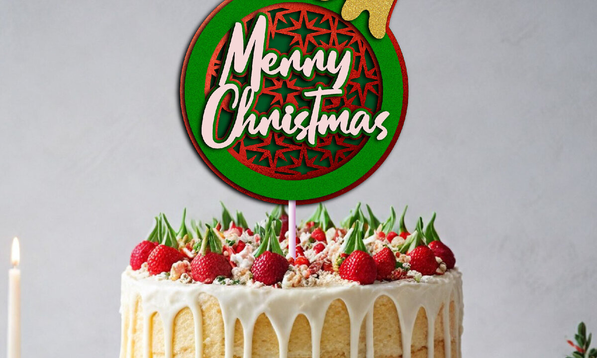 Intra απο ξύλο plywood 3mm-4mm πάχος Χριστουγεννιάτικο Στολίδι Cake Topper – Hol Δίασταση 8x8 cm INTRAFABR-105707081