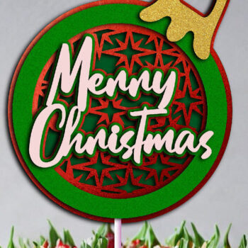 Intra απο ξύλο plywood 3mm-4mm πάχος Χριστουγεννιάτικο Στολίδι Cake Topper – Hol Δίασταση 8x8 cm INTRAFABR-105707081 - Image 2