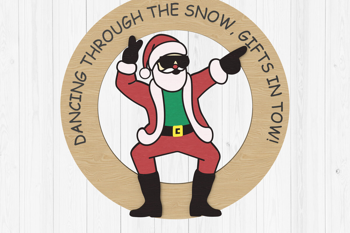 Intra απο ξύλο plywood 3mm-4mm πάχος Χριστουγεννιάτικο Στολίδι - Χορεύοντας Άγιο Βασίλη Δίασταση 8x8 cm INTRAFABR-108160974