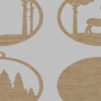 Intra απο ξύλο plywood 3mm-4mm πάχος Χριστουγεννιάτικο στολίδι Ελάφια στο δάσος Δίασταση 8x8 cm INTRAFABR-113819164 - Image 2