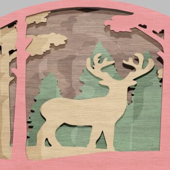Intra απο ξύλο plywood 3mm-4mm πάχος Χριστουγεννιάτικο στολίδι Ελάφια στο δάσος Δίασταση 8x8 cm INTRAFABR-113819164 - Image 3