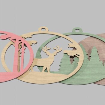Intra απο ξύλο plywood 3mm-4mm πάχος Χριστουγεννιάτικο στολίδι Ελάφια στο δάσος Δίασταση 8x8 cm INTRAFABR-113819164 - Image 5