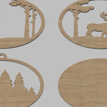 Intra απο ξύλο plywood 3mm-4mm πάχος Χριστουγεννιάτικο στολίδι Ελάφια στο δάσος Δίασταση 8x8 cm INTRAFABR-113819164 - Image 8
