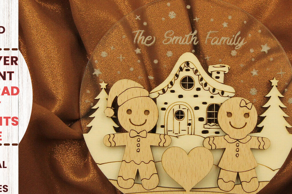 Intra απο ξύλο plywood 3mm-4mm πάχος Χριστουγεννιάτικο στολίδι Gingerbread Family Δίασταση 3x3 cm INTRAFABR-82458262