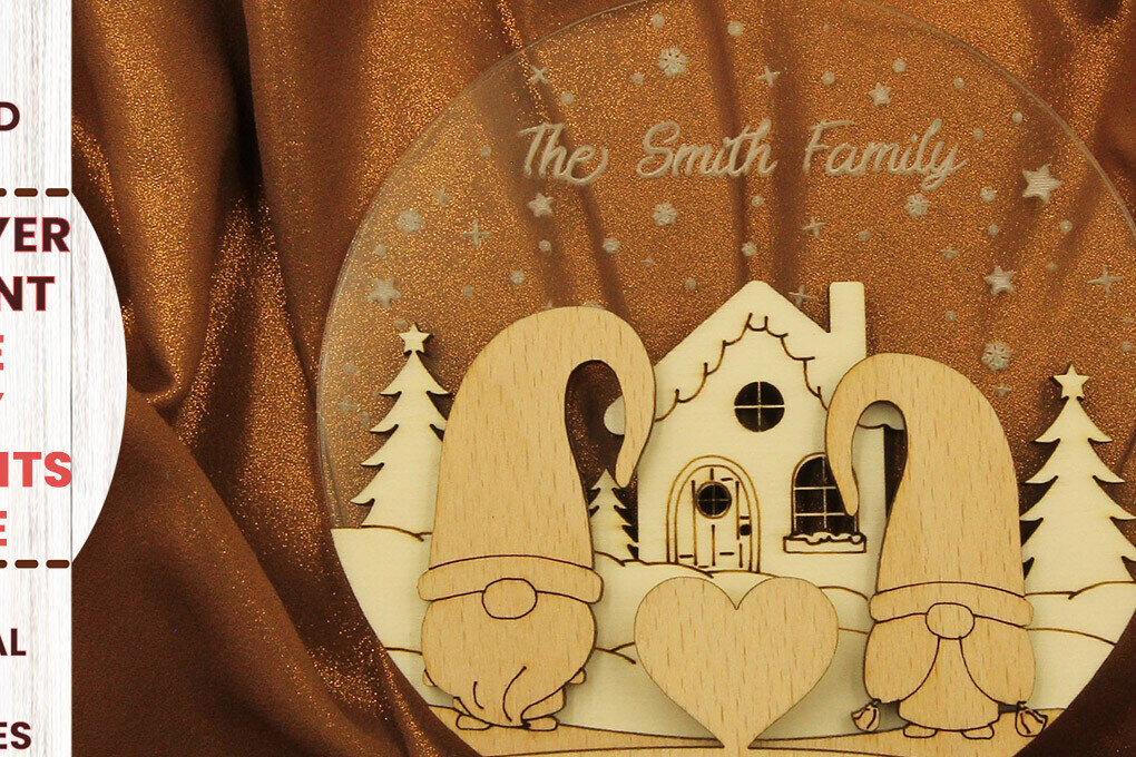 Intra απο ξύλο plywood 3mm-4mm πάχος Χριστουγεννιάτικο στολίδι Gnome Family Δίασταση 3x3 cm INTRAFABR-82458258