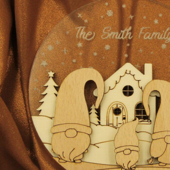 Intra απο ξύλο plywood 3mm-4mm πάχος Χριστουγεννιάτικο στολίδι Gnome Family Δίασταση 3x3 cm INTRAFABR-82458258 - Image 2