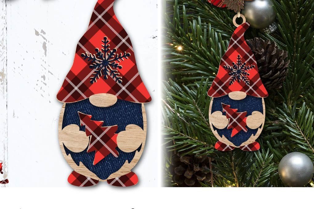 Intra απο ξύλο plywood 3mm-4mm πάχος κοπής με λέιζερ Χριστουγεννιάτικο στολίδι Gnome. Δίασταση 2x2 cm INTRAFABR-38781749