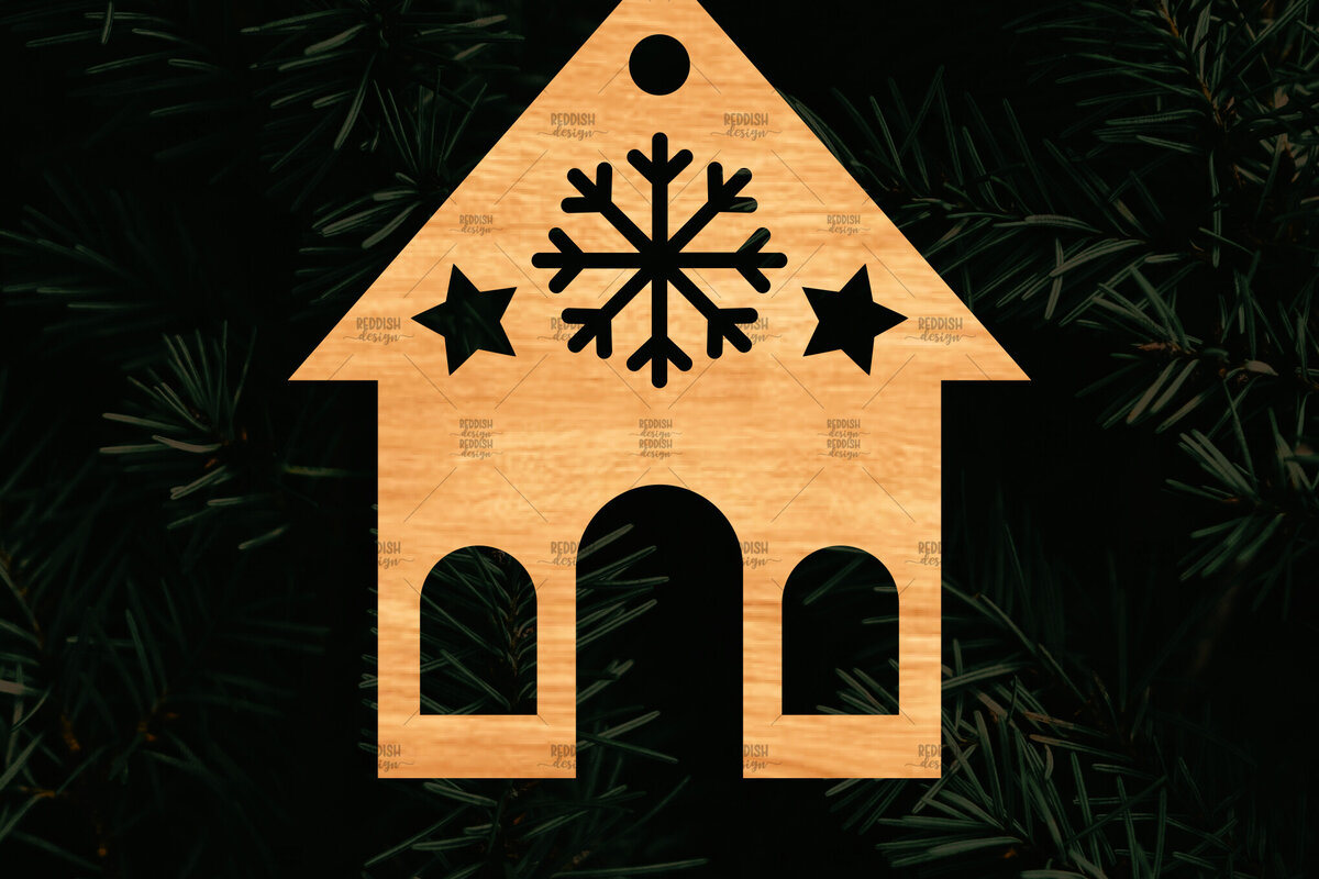 Intra απο ξύλο plywood 3mm-4mm πάχος Χριστουγεννιάτικο Διακοσμητικό Σπίτι Αποκομμένο Δίασταση 15x15 cm INTRAFABR-110321515