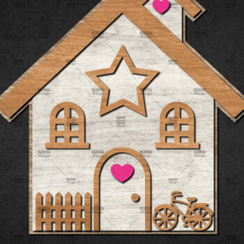 Intra απο ξύλο plywood 3mm-4mm πάχος Χριστουγεννιάτικο Διακοσμητικό Σπίτι Αποκομμένο Δίασταση 15x15 cm INTRAFABR-110840630 - Image 1