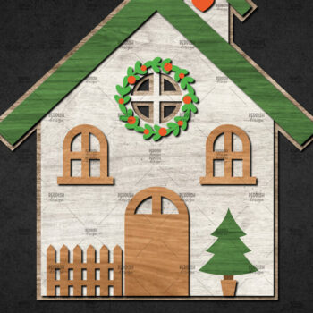 Intra απο ξύλο plywood 3mm-4mm πάχος Χριστουγεννιάτικο Διακοσμητικό Σπίτι Αποκομμένο Δίασταση 15x15 cm INTRAFABR-110840687 - Image 1