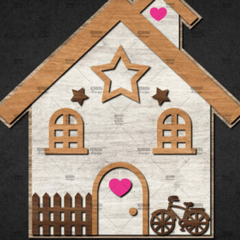 Intra απο ξύλο plywood 3mm-4mm πάχος Χριστουγεννιάτικο Διακοσμητικό Σπίτι Αποκομμένο Δίασταση 15x15 cm INTRAFABR-110840737 - Image 1