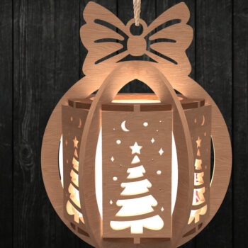 Intra απο ξύλο plywood 3mm-4mm πάχος Χριστουγεννιάτικο στολίδι φαναράκι Δίασταση 3x3 cm INTRAFABR-108508840 - Image 4