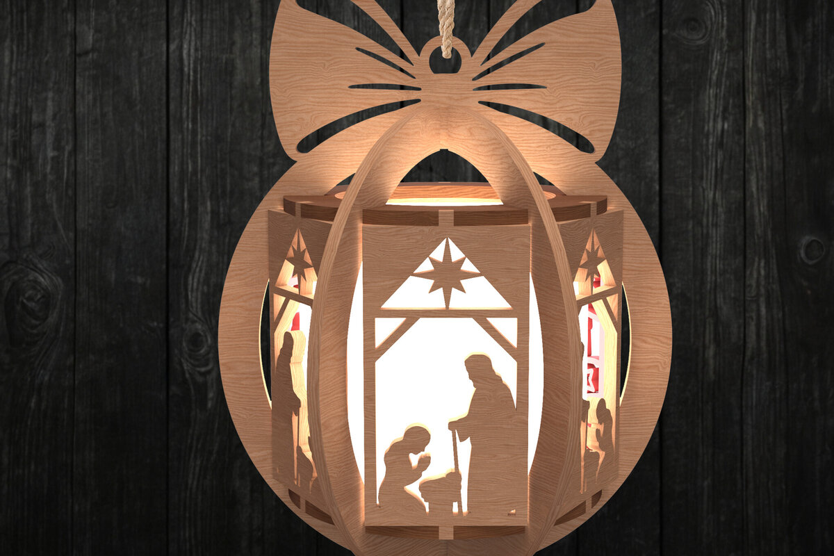 Intra απο ξύλο plywood 3mm-4mm πάχος Χριστουγεννιάτικο στολίδι φαναράκι Δίασταση 3x3 cm INTRAFABR-108508840 - Image 7