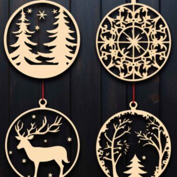 Intra απο ξύλο plywood 3mm-4mm πάχος Χριστουγεννιάτικο στολίδι κοπής με λέιζερ Δίασταση 4x4 cm INTRAFABR-80125412 - Image 1