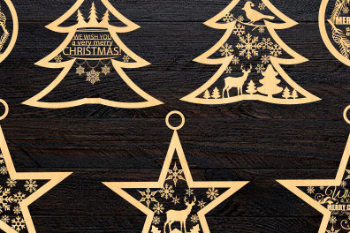 Intra απο ξύλο plywood 3mm-4mm πάχος κοπής με λέιζερ Χριστουγεννιάτικο Στολίδι Δίασταση 8x8 cm INTRAFABR-78220090