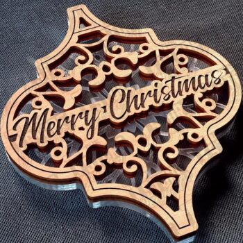 Intra απο ξύλο plywood 3mm-4mm πάχος Χριστουγεννιάτικο στολίδι Δίασταση 8x8 cm INTRAFABR-78627702 - Image 1