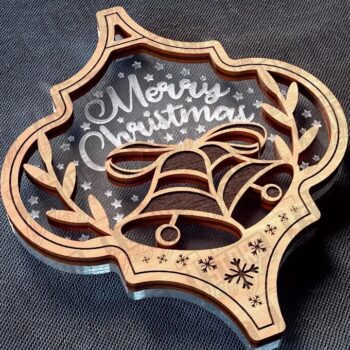 Intra απο ξύλο plywood 3mm-4mm πάχος Χριστουγεννιάτικο στολίδι Δίασταση 8x8 cm INTRAFABR-78627882 - Image 3