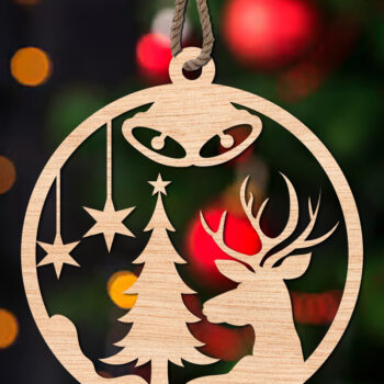 Intra απο ξύλο plywood 3mm-4mm πάχος Χριστουγεννιάτικο στολίδι Δίασταση 8x8 cm INTRAFABR-108702601 - Image 2