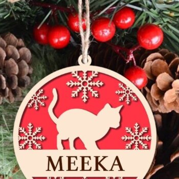 Intra απο ξύλο plywood 3mm-4mm πάχος Χριστουγεννιάτικο Στολίδι Cat Δίασταση 8x8 cm INTRAFABR-40657610 - Image 1