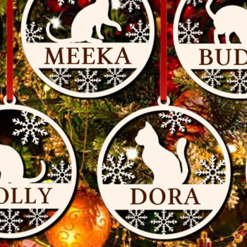 Intra απο ξύλο plywood 3mm-4mm πάχος Χριστουγεννιάτικο Στολίδι Cat Δίασταση 8x8 cm INTRAFABR-40658341 - Image 1