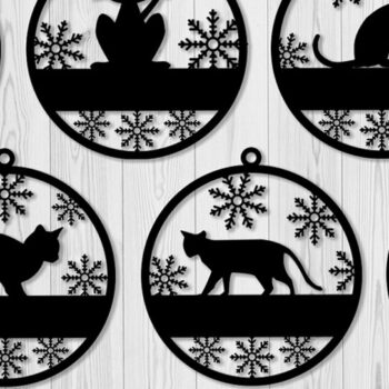 Intra απο ξύλο plywood 3mm-4mm πάχος Χριστουγεννιάτικο Στολίδι Cat Δίασταση 8x8 cm INTRAFABR-40658341 - Image 2