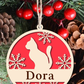 Intra απο ξύλο plywood 3mm-4mm πάχος Χριστουγεννιάτικο Στολίδι Cat Δίασταση 8x8 cm INTRAFABR-40658341 - Image 3