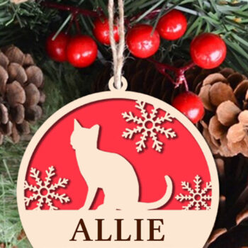 Intra απο ξύλο plywood 3mm-4mm πάχος Χριστουγεννιάτικο Στολίδι Cat Δίασταση 8x8 cm INTRAFABR-40658341 - Image 5