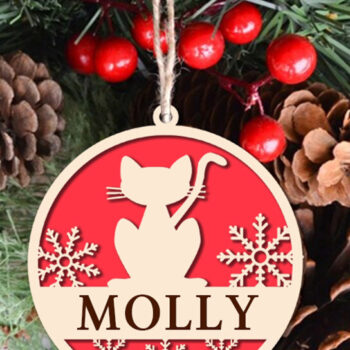 Intra απο ξύλο plywood 3mm-4mm πάχος Χριστουγεννιάτικο Στολίδι Cat Δίασταση 8x8 cm INTRAFABR-40658341 - Image 6