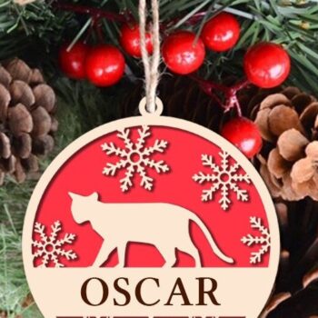 Intra απο ξύλο plywood 3mm-4mm πάχος Χριστουγεννιάτικο Στολίδι Cat Δίασταση 8x8 cm INTRAFABR-40657350 - Image 1