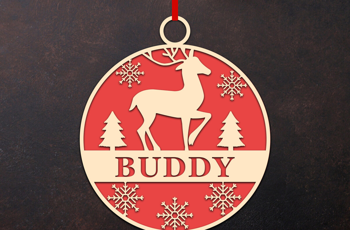 Intra απο ξύλο plywood 3mm-4mm πάχος Χριστουγεννιάτικο Στολίδι Deer Δίασταση 8x8 cm INTRAFABR-50815584