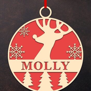 Intra απο ξύλο plywood 3mm-4mm πάχος Χριστουγεννιάτικο Στολίδι Deer Δίασταση 8x8 cm INTRAFABR-46251404 - Image 5