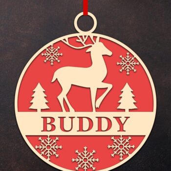 Intra απο ξύλο plywood 3mm-4mm πάχος Χριστουγεννιάτικο Στολίδι Deer Δίασταση 8x8 cm INTRAFABR-46251404 - Image 8