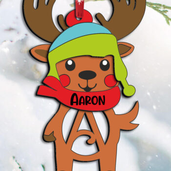 Intra απο ξύλο plywood 3mm-4mm πάχος Χριστουγεννιάτικο στολίδι γράμμα ένα ελάφι διακοπές Δίασταση 8x8 cm INTRAFABR-111159684 - Image 1