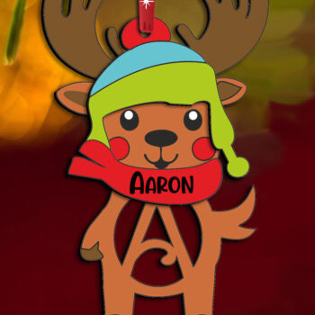 Intra απο ξύλο plywood 3mm-4mm πάχος Χριστουγεννιάτικο στολίδι γράμμα ένα ελάφι διακοπές Δίασταση 8x8 cm INTRAFABR-111159684 - Image 2