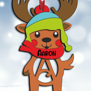 Intra απο ξύλο plywood 3mm-4mm πάχος Χριστουγεννιάτικο στολίδι γράμμα ένα ελάφι διακοπές Δίασταση 8x8 cm INTRAFABR-111159684 - Image 3