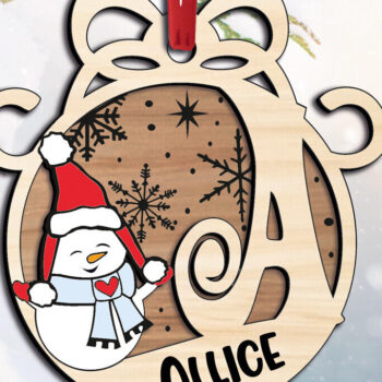 Intra απο ξύλο plywood 3mm-4mm πάχος Χριστουγεννιάτικο στολίδι Γράμμα ένας χιονάνθρωπος Δίασταση 8x8 cm INTRAFABR-110339125 - Image 1