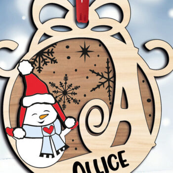 Intra απο ξύλο plywood 3mm-4mm πάχος Χριστουγεννιάτικο στολίδι Γράμμα ένας χιονάνθρωπος Δίασταση 8x8 cm INTRAFABR-110339125 - Image 2