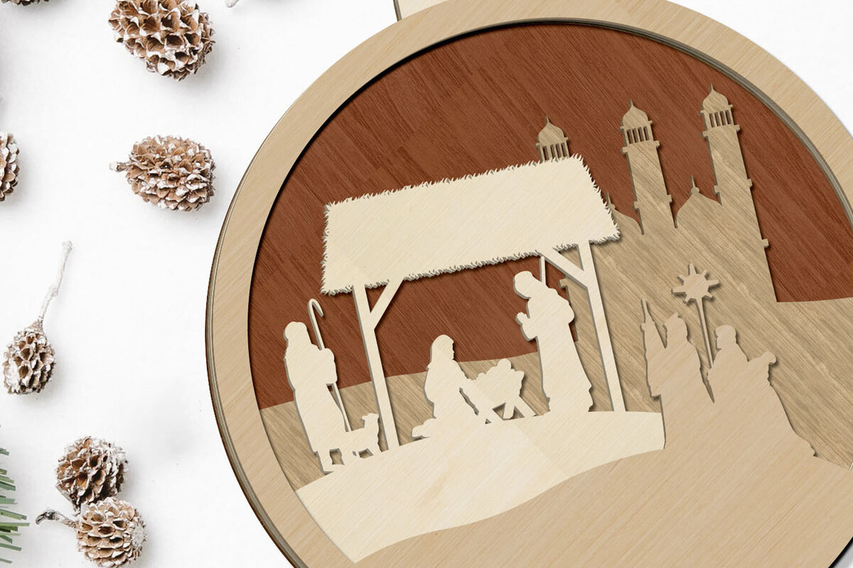 Intra απο ξύλο plywood 3mm-4mm πάχος Χριστουγεννιάτικο Στολίδι, Σκηνής Γέννησης Δίασταση 4x4 cm INTRAFABR-85556517 - Image 3