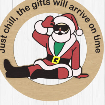 Intra απο ξύλο plywood 3mm-4mm πάχος Χριστουγεννιάτικο στολίδι Santa Chill Δίασταση 8x8 cm INTRAFABR-108160955 - Image 1