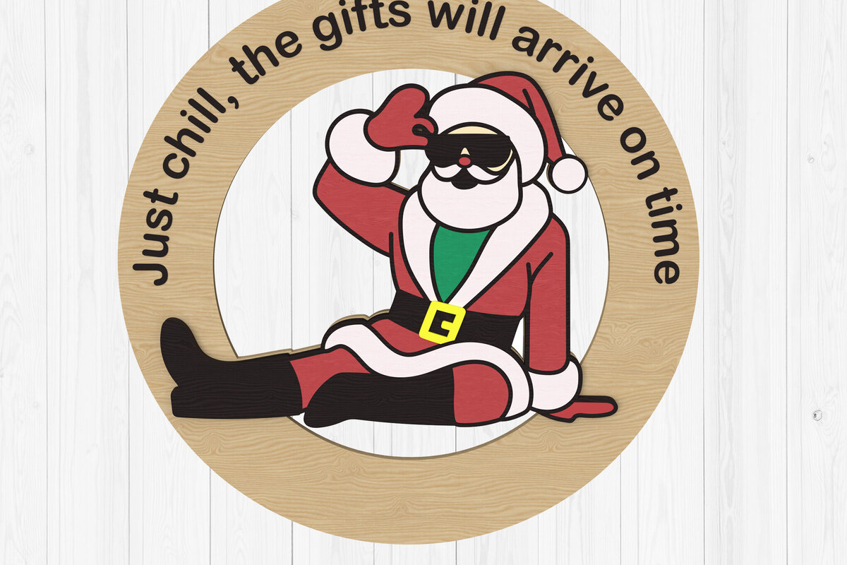 Intra απο ξύλο plywood 3mm-4mm πάχος Χριστουγεννιάτικο στολίδι Santa Chill Δίασταση 8x8 cm INTRAFABR-108160955