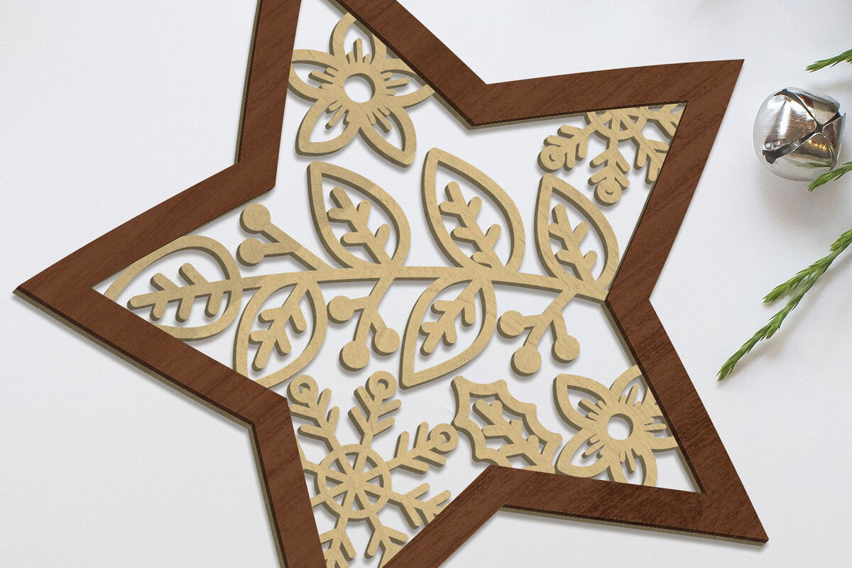 Intra απο ξύλο plywood 3mm-4mm πάχος Χριστουγεννιάτικο στολίδι, πρότυπο ντεκόρ αστεριών Δίασταση 4x4 cm INTRAFABR-85268767 - Image 3