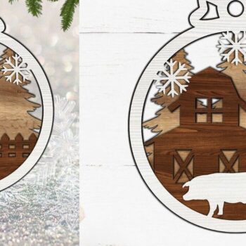 Intra απο ξύλο plywood 3mm-4mm πάχος Χριστουγεννιάτικο Στολίδι , Farm Δίασταση 8x8 cm INTRAFABR-84600785 - Image 1