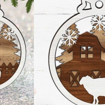 Intra απο ξύλο plywood 3mm-4mm πάχος Χριστουγεννιάτικο Στολίδι , Farm Δίασταση 8x8 cm INTRAFABR-84601063 - Image 2