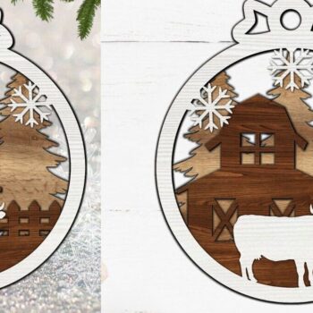 Intra απο ξύλο plywood 3mm-4mm πάχος Χριστουγεννιάτικο Στολίδι , Farm Δίασταση 8x8 cm INTRAFABR-84601308 - Image 1