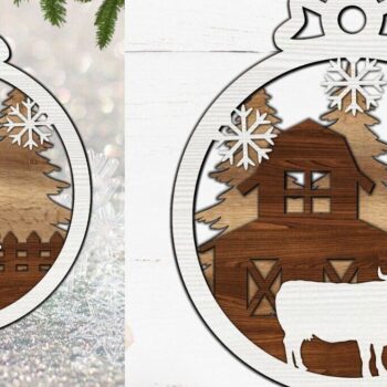 Intra απο ξύλο plywood 3mm-4mm πάχος Χριστουγεννιάτικο Στολίδι , Farm Δίασταση 8x8 cm INTRAFABR-84601308 - Image 3