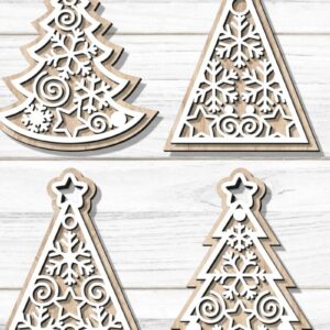 Intra απο ξύλο plywood 3mm-4mm πάχος Χριστουγεννιάτικο Στολίδι , Δέντρο με στρώσεις Δίασταση 8x8 cm INTRAFABR-79025150