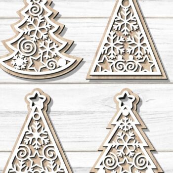 Intra απο ξύλο plywood 3mm-4mm πάχος Χριστουγεννιάτικο Στολίδι , Δέντρο με στρώσεις Δίασταση 8x8 cm INTRAFABR-79025150 - Image 1