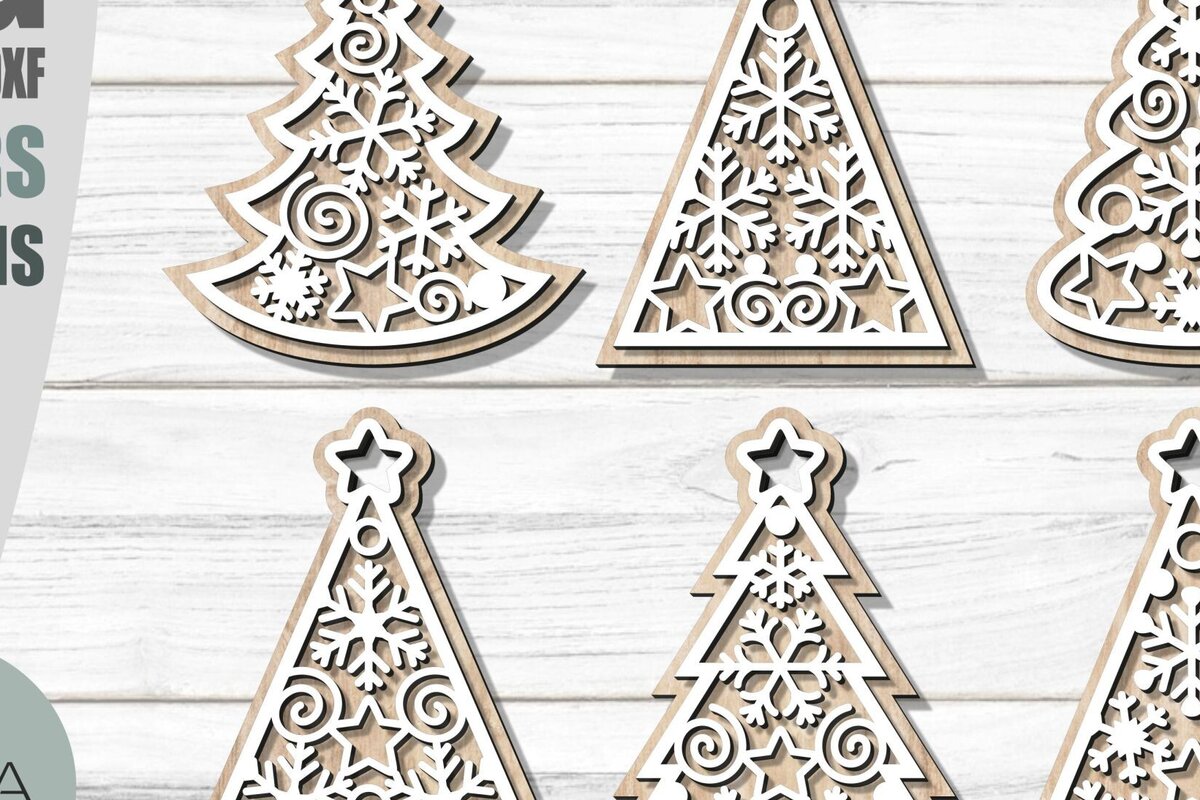 Intra απο ξύλο plywood 3mm-4mm πάχος Χριστουγεννιάτικο Στολίδι , Δέντρο με στρώσεις Δίασταση 8x8 cm INTRAFABR-79025150